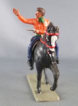 Starlux - Cow-Boys - Series 63 (Luxe) - Mounted Firing gun left hand (orange & blue) black horse (ref 4415)