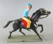 Starlux - Cow-Boys - Series 63 (Luxe) - Mounted Firing gun right hand (blue & yellow) black horse (ref 44145)