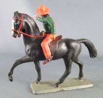 Starlux - Cow-Boys - Series 63 (Luxe) - Mounted Firing gun right hand (green & orange) black horse (ref 44145)