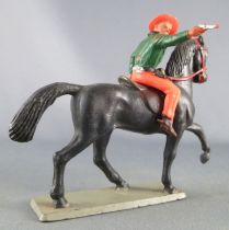 Starlux - Cow-Boys - Series 63 (Luxe) - Mounted Firing gun right hand (green & orange) black horse (ref 44145)