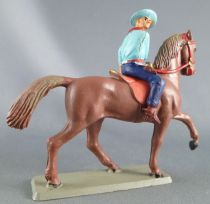 Starlux - Cow-Boys - Series 63 (Luxe) - Mounted Lasso (blue) brown horse (ref 4416)