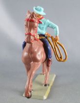 Starlux - Cow-Boys - Series 63 (Luxe) - Mounted Lasso (blue) brown horse (ref 4416)