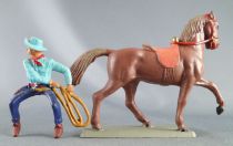 Starlux - Cow-Boys - Series 63 (Luxe) - Mounted Lasso (blue) brown horse (ref 4416)