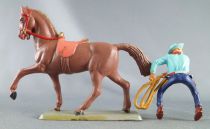 Starlux - Cow-Boys - Series 63 (Luxe) - Mounted Lasso (blue) brown horse (ref 4416)