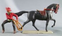 Starlux - Cow-Boys - Series 63 (Luxe) - Mounted Lasso (red & black) black horse (ref 4416)