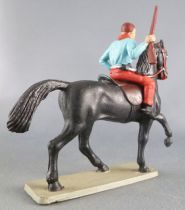 Starlux - Cow-Boys - Series 63 (Luxe) - Mounted rifle on side (blue & red) black horse (ref 4417)