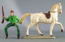 Starlux - Cow-Boys - Series 63 (Luxe) - Mounted rifle on side (green) white horse (ref 4417)