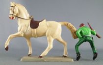 Starlux - Cow-Boys - Series 63 (Luxe) - Mounted rifle on side (green) white horse (ref 4417)