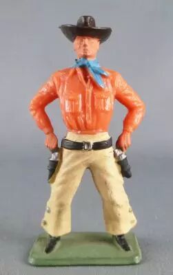Starlux - Cow-Boys - Series 64 (Luxe Speciale) - Footed Drawing 2 guns (orange & yellow) (ref 5127)