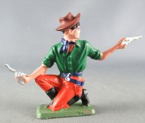 Starlux - Cow-Boys - Series 64 (Luxe Speciale) - Footed firing 2 pistols kneeling (green & red) (ref 5122)