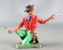 Starlux - Cow-Boys - Series 64 (Luxe Speciale) - Footed firing 2 pistols kneeling (red & green) (ref 5122)