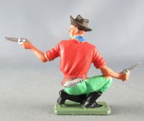 Starlux - Cow-Boys - Series 64 (Luxe Speciale) - Footed firing 2 pistols kneeling (red & green) (ref 5122)