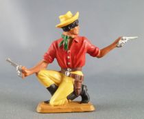 Starlux - Cow-Boys - Series 64 (Luxe Speciale) - Footed firing 2 pistols kneeling (red & yellow) (ref 5122)