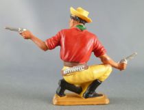 Starlux - Cow-Boys - Series 64 (Luxe Speciale) - Footed firing 2 pistols kneeling (red & yellow) (ref 5122)