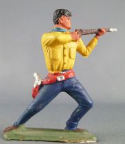 Starlux - Cow-Boys - Series 64 (Luxe Speciale) - Footed firing rifle bended knees (yellow & blue) (ref 5121)