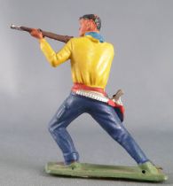 Starlux - Cow-Boys - Series 64 (Luxe Speciale) - Footed firing rifle bended knees (yellow & blue) (ref 5121)