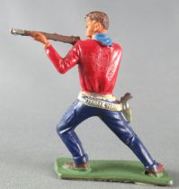 Starlux - Cow-Boys - Series 64 (Luxe Speciale) - Footed Standing  bend knees firing rifle (red & blue) (ref 5121)