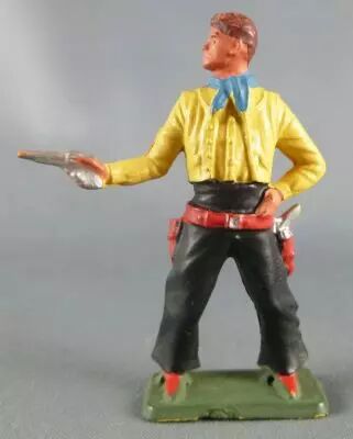 Starlux - Cow-Boys - Series 64 (Luxe Speciale) - Footed Standing firing 1 gun (yellow & black) (ref 5128)