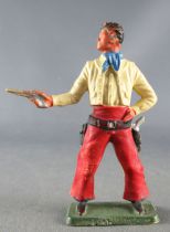 Starlux - Cow-Boys - Series 64 (Luxe Speciale) - Footed Standing firing 1 gun (yellow & red) (ref 5128)