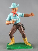 Starlux - Cow-Boys - Series 77 (regular) - Footed gun on front (blue & brown) (ref 131)