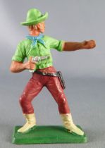 Starlux - Cow-Boys - Series 77 (regular) - Footed Gun on front (green & dark red) (ref 131)