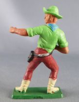 Starlux - Cow-Boys - Series 77 (regular) - Footed Gun on front (green & dark red) (ref 131)