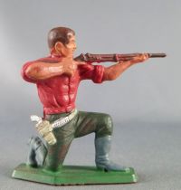 Starlux - Cow-Boys - Series 77 (regular) - Footed kneeling firing rifle (red & green) (ref 122)