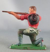 Starlux - Cow-Boys - Series 77 (regular) - Footed kneeling firing rifle (red & green) (ref 122)