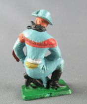 Starlux - Cow-Boys - Series 77 (regular) - Footed kneeling with gun (blue) (ref 126)