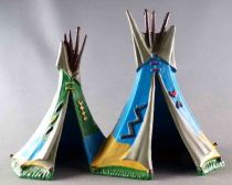 Starlux - Indian - Accessory 61 Luxe Series - Couple of indians tents Blue Plastic (ref 2840)