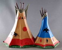 Starlux - Indian - Accessory 61 Luxe Series - Couple of indians tents Ochre Plastic (ref 2840)