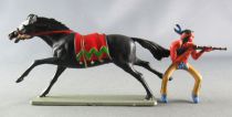 Starlux - Indians - Series Luxe 63 - Mounted Rifle on side (yellow) black galloping horse (ref 4425)