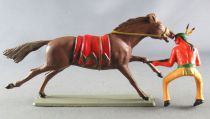 Starlux - Indians - Series Luxe 63 - Mounted Rifle on side (yellow) brown galloping horse (ref 4425)