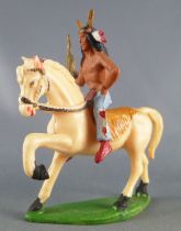 Starlux - Indians - Series Regular 53 - Mounted Chief (blue) white walking horse (ref 435)