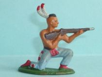 Starlux - Indians - Series Regular 57 - Footed Firing rifle kneeling (blue) (ref 142)