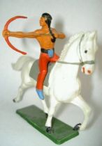 Starlux - Indians - Series Regular 65 - Mounted Bowman (red & blue) white troting horse  (ref 427)