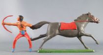 Starlux - Indians - Series Regular 65 - Mounted Bowman (red) dark grey galloping horse (ref 427)