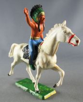 Starlux - Indians - Series Regular 65 - Mounted Chief (blue) white trotting horse (ref 421)