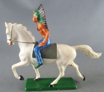 Starlux - Indians - Series Regular 65 - Mounted Cief (blue) White Trotting Horse (ref 421)