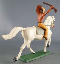 Starlux - Indians - Series Regular 65 - Mounted Rifle up (yellow ) white troting horse (ref 426)