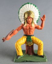 Starlux - Indians - Series Reissue 73 - Footed seated smoking Yellow Pant (ref AD51)
