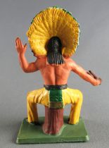 Starlux - Indians - Series Reissue 73 - Footed seated smoking Yellow Pant (ref AD51)