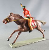 Starlux - Indiens - Série Luxe 63 - Cavalier Fusil devant (jaune) cheval marron galop (réf 4425)