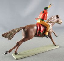 Starlux - Indiens - Série Luxe 63 - Cavalier Fusil devant (jaune) cheval marron galop (réf 4425)