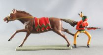 Starlux - Indiens - Série Luxe 63 - Cavalier Fusil devant (jaune) cheval marron galop (réf 4425)