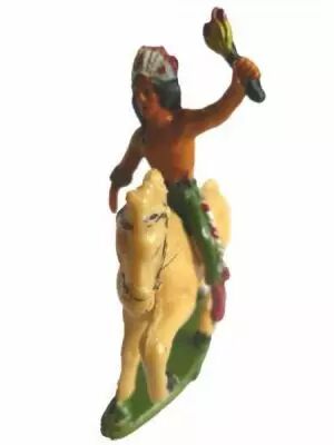 Starlux - Indiens - S�rie Ordinaire 53 - Cavalier Torch (green) ivory walking horse (ref 439)