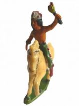 Starlux - Indiens - Série Ordinaire 53 - Cavalier Torch (green) ivory walking horse (ref 439)