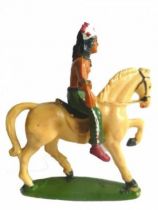 Starlux - Indiens - Série Ordinaire 53 - Cavalier Torch (green) ivory walking horse (ref 439)