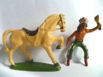 Starlux - Indiens - Série Ordinaire 53 - Cavalier Torch (green) ivory walking horse (ref 439)