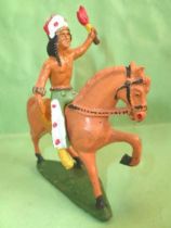 Starlux - Indiens - Série Ordinaire 53 - Cavalier Torche (vert) cheval orange au pas (réf 439)